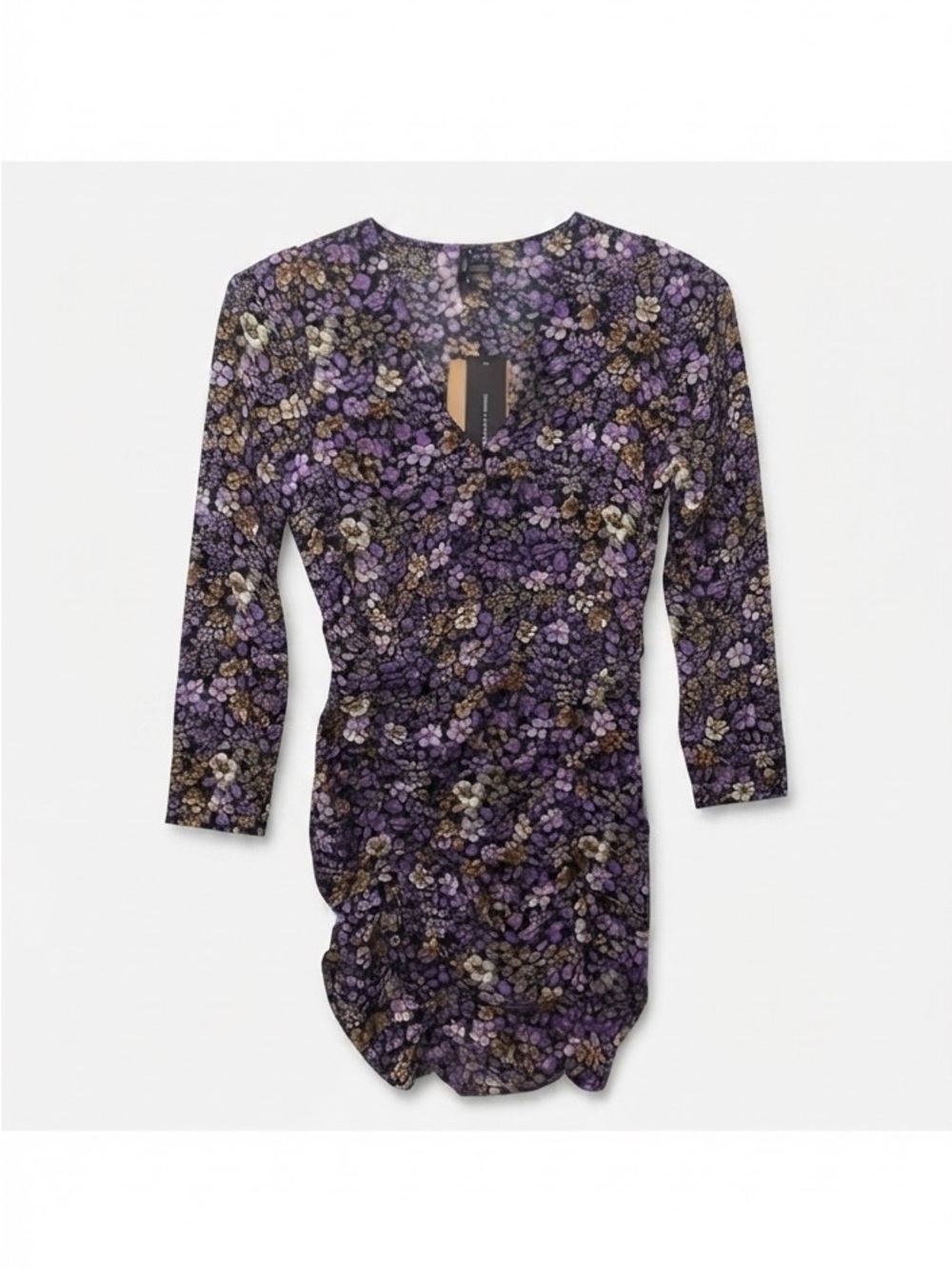 Vero Moda Purple Floral Mini Dress with Black and Brown Accents